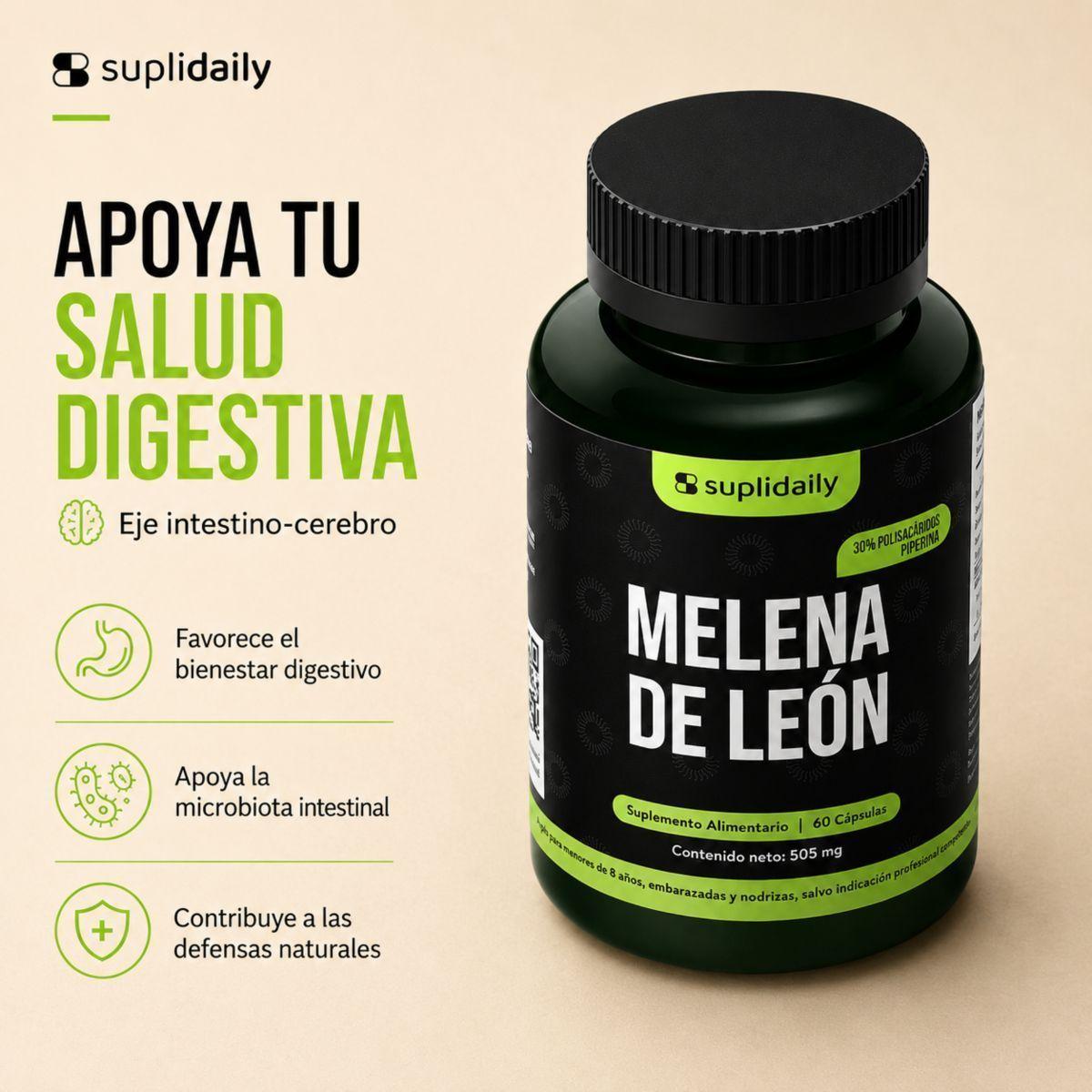 Melena De León SupliDaily 505mg 60 Caps Con Piperina Alta Potencia -8