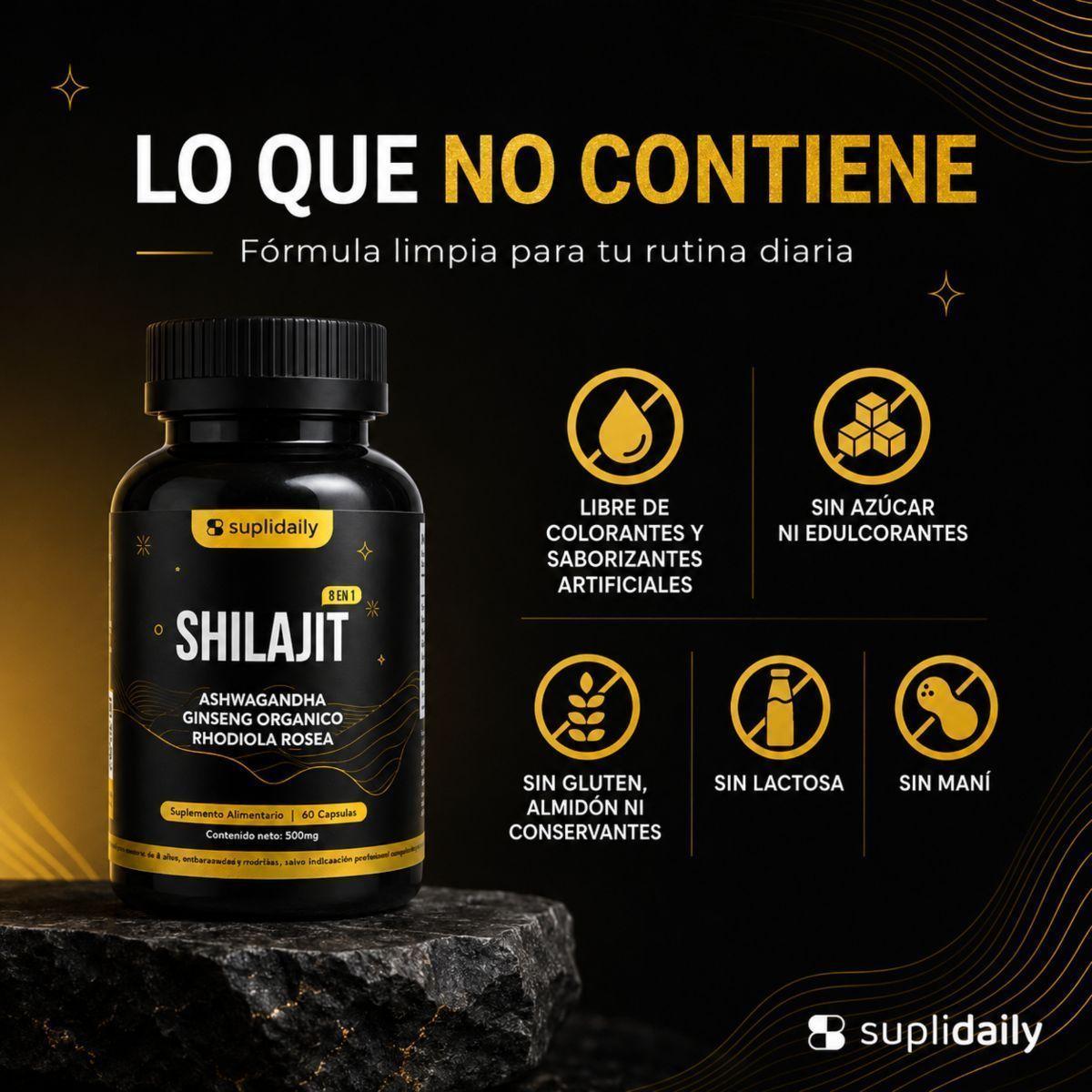 Shilajit 8 En 1 Puro Himalaya Energía Rendimiento Pack X3 Vitalidad 180 Cáp-8