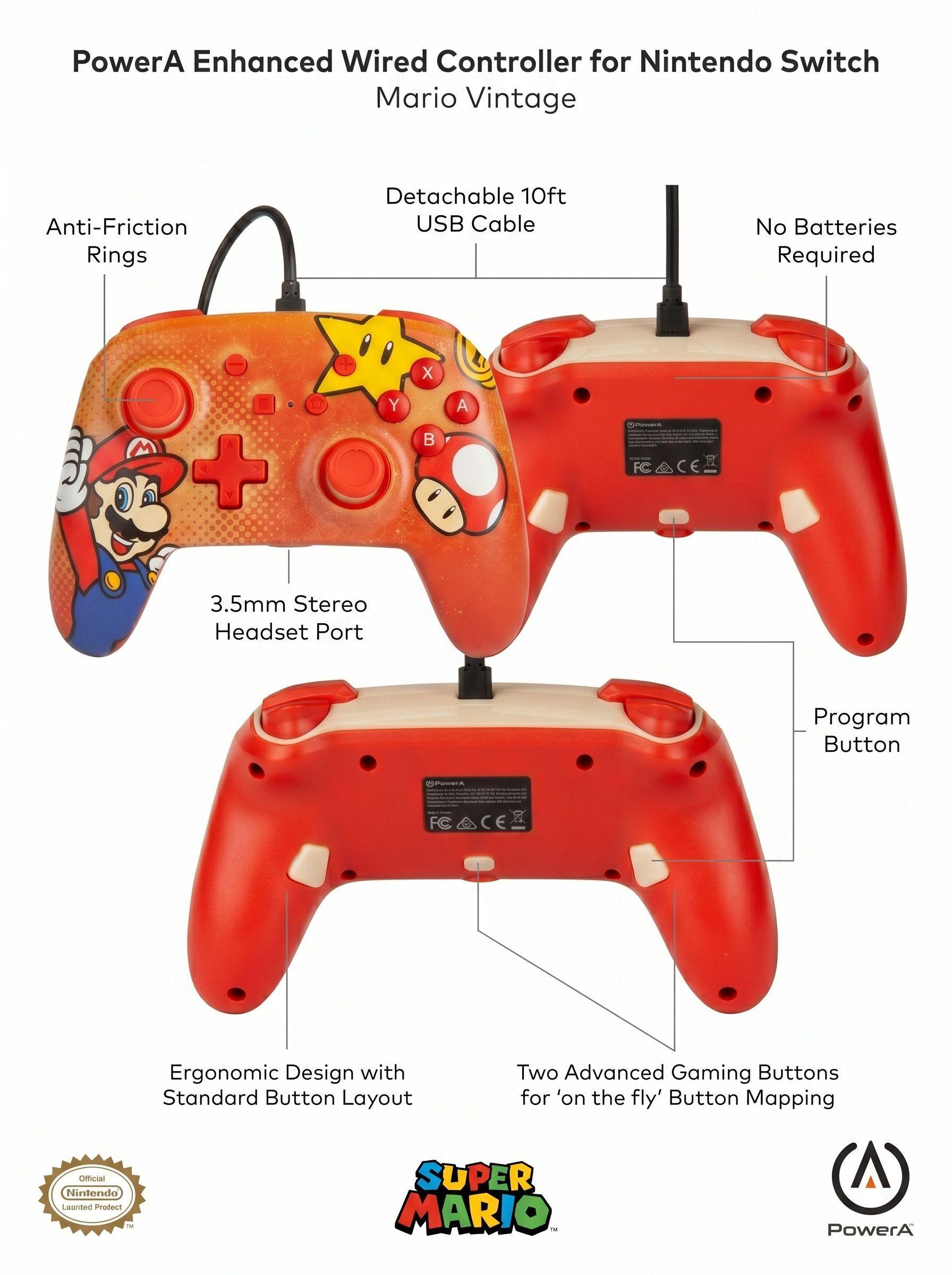 PowerA Enhanced Wired Controller for Nintendo Switch Mario Vintage-2