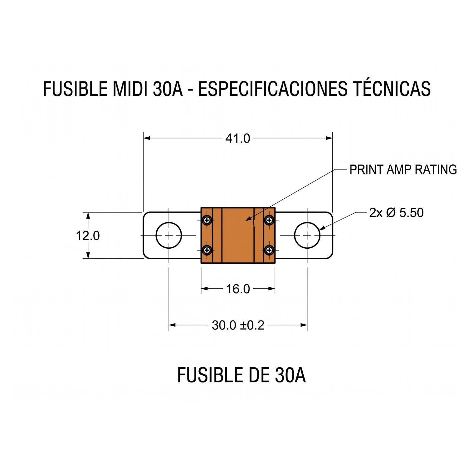 Fusible MIDI 30A 60V Sistema Solar Inversor 12V 48V-2