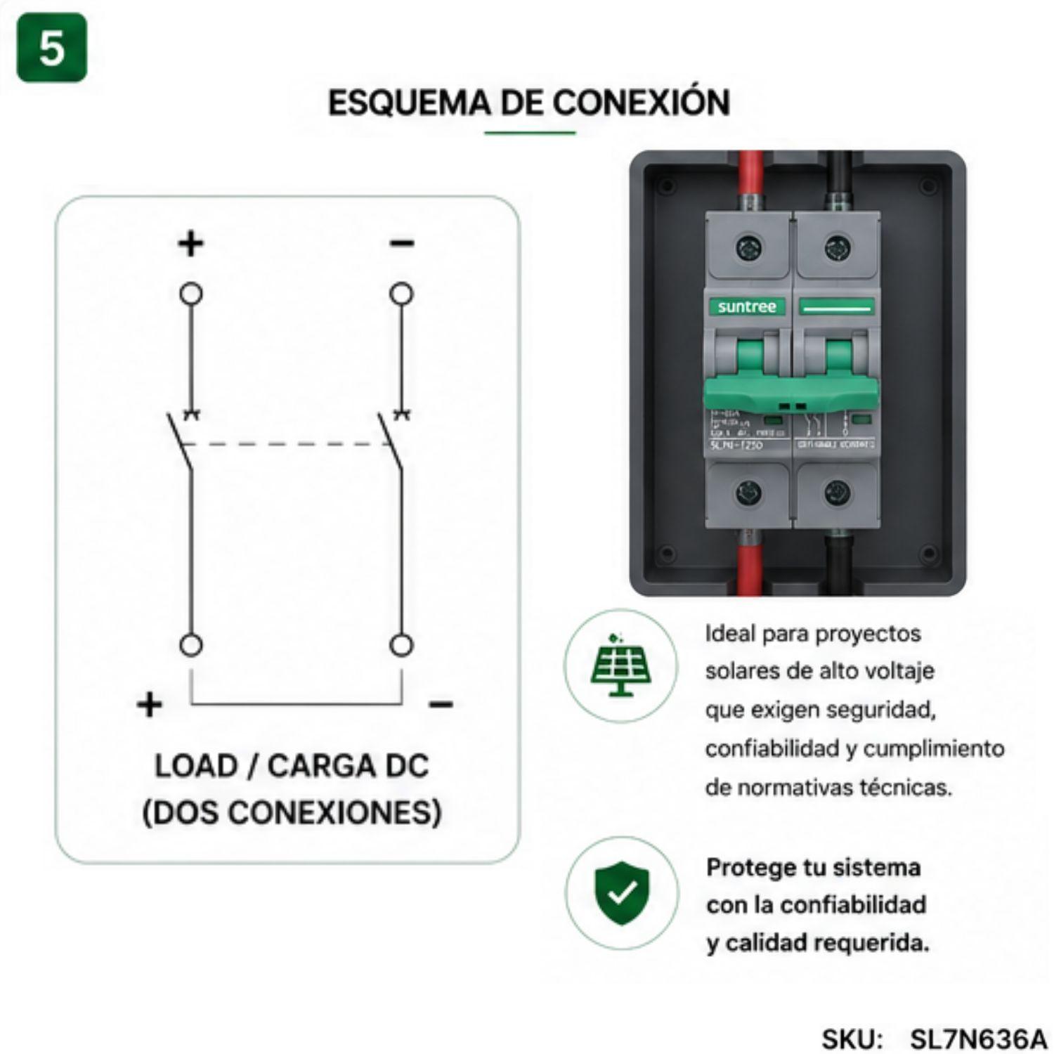 Interruptor Automatico DC 6A 550V 2P Bipolar Solar Suntree-4