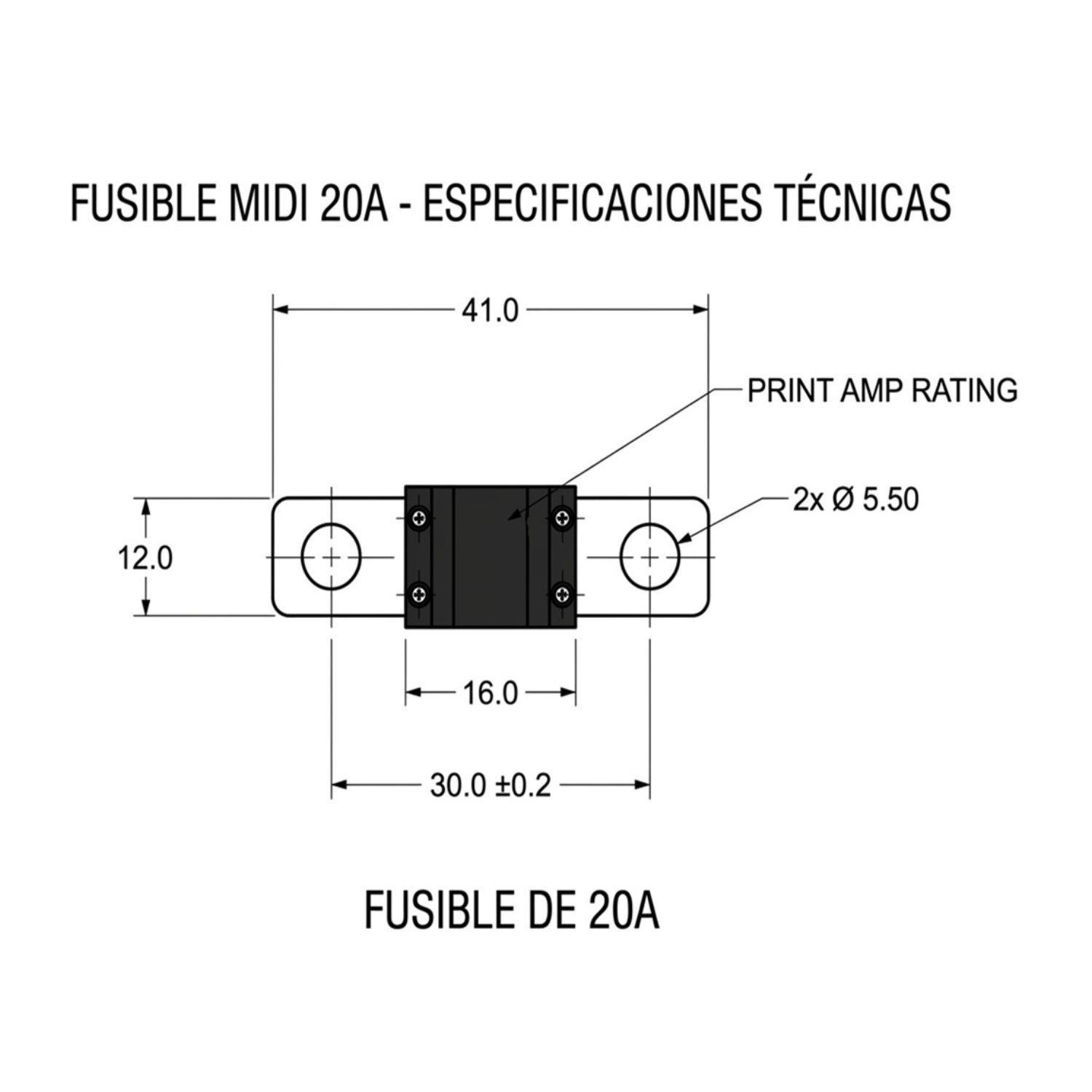 Fusible MIDI 20A 60V para Inversor y Baterías en 48V-2