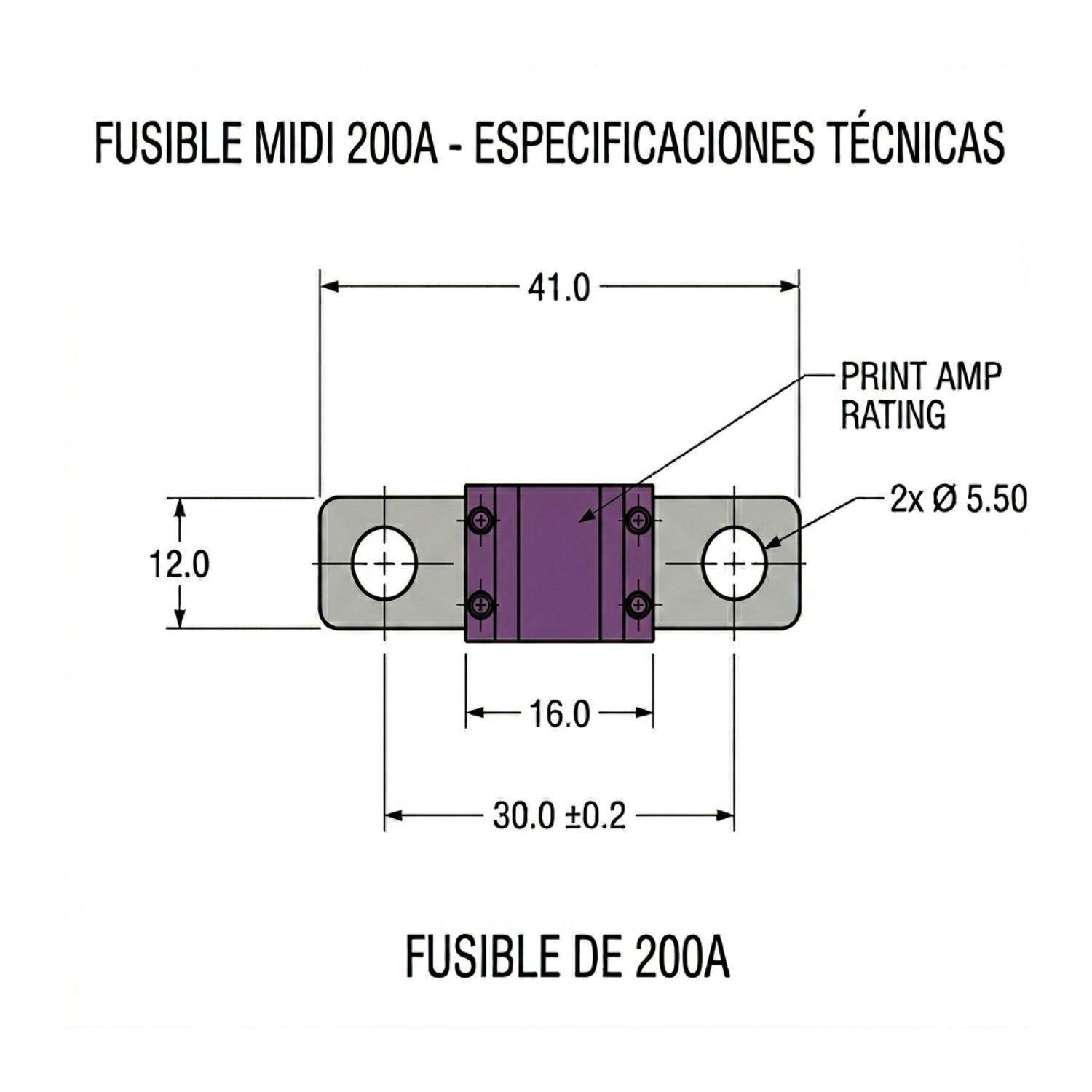 Fusible MIDI 200A 60V Sistema Solar Inversor 12V 48V-2