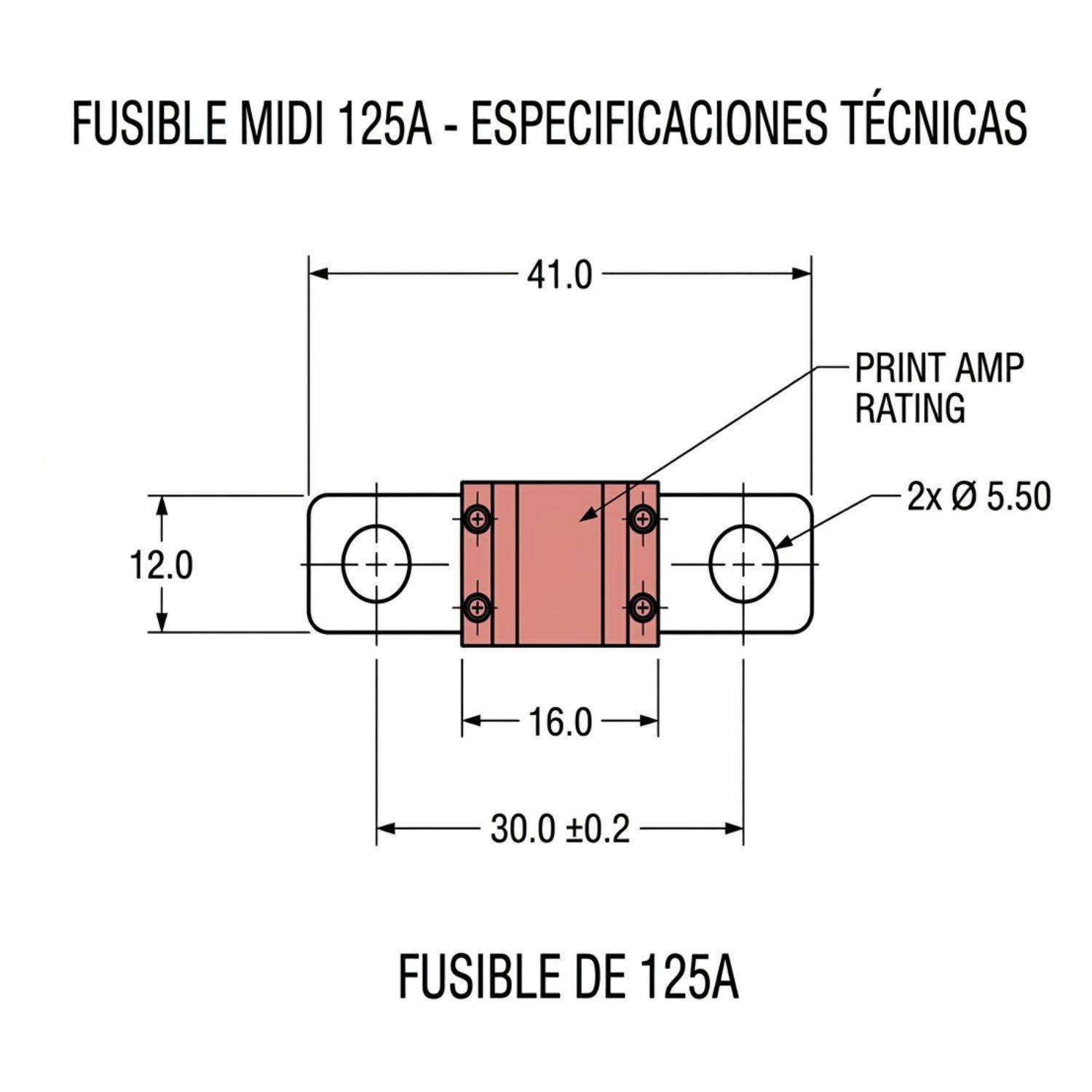Fusible MIDI 125A 60V Sistema Solar Inversor 12V 48V-2