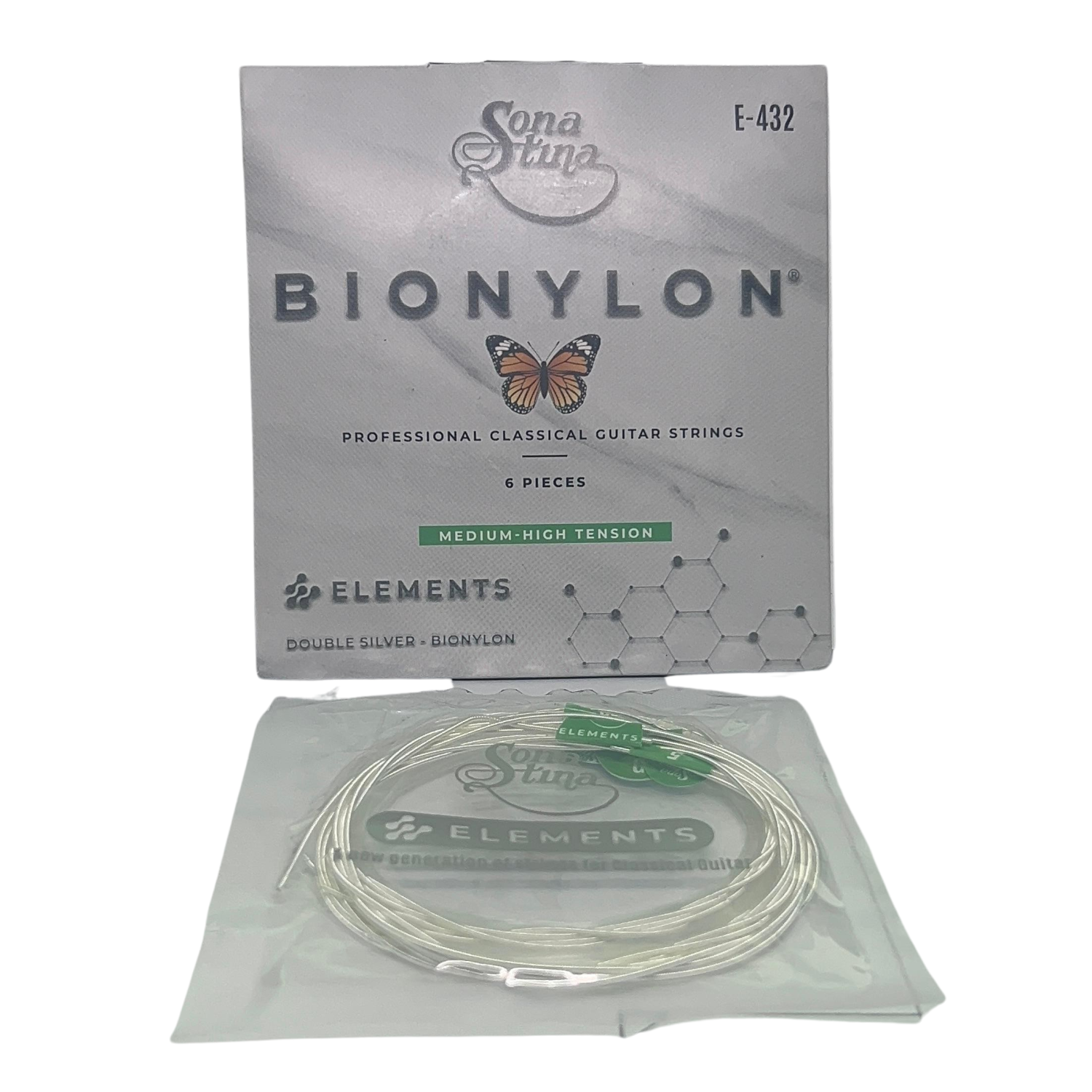 Set de Cuerdas Sonatina Guitarra Clásica Bionylon Doble Plata E-432 T.Normal-2