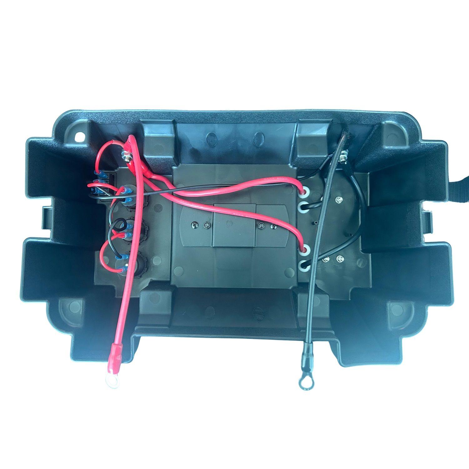 Caja Porta Batería Náutica Con Voltímetro Y Salida 12v Y Usb-3