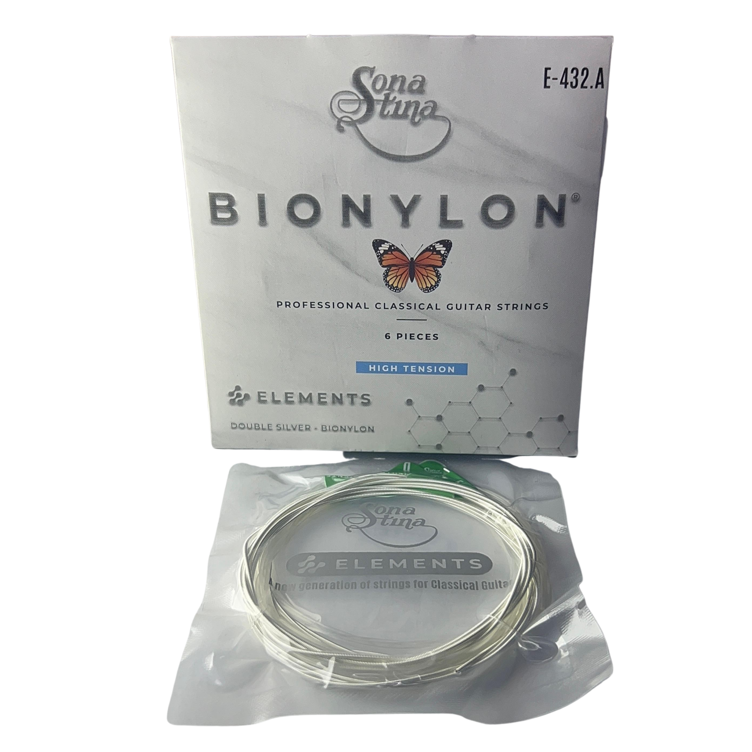 Set de Cuerdas Sonatina Guitarra Clásica Bionylon Doble Plata E-432.A T.Alta-2