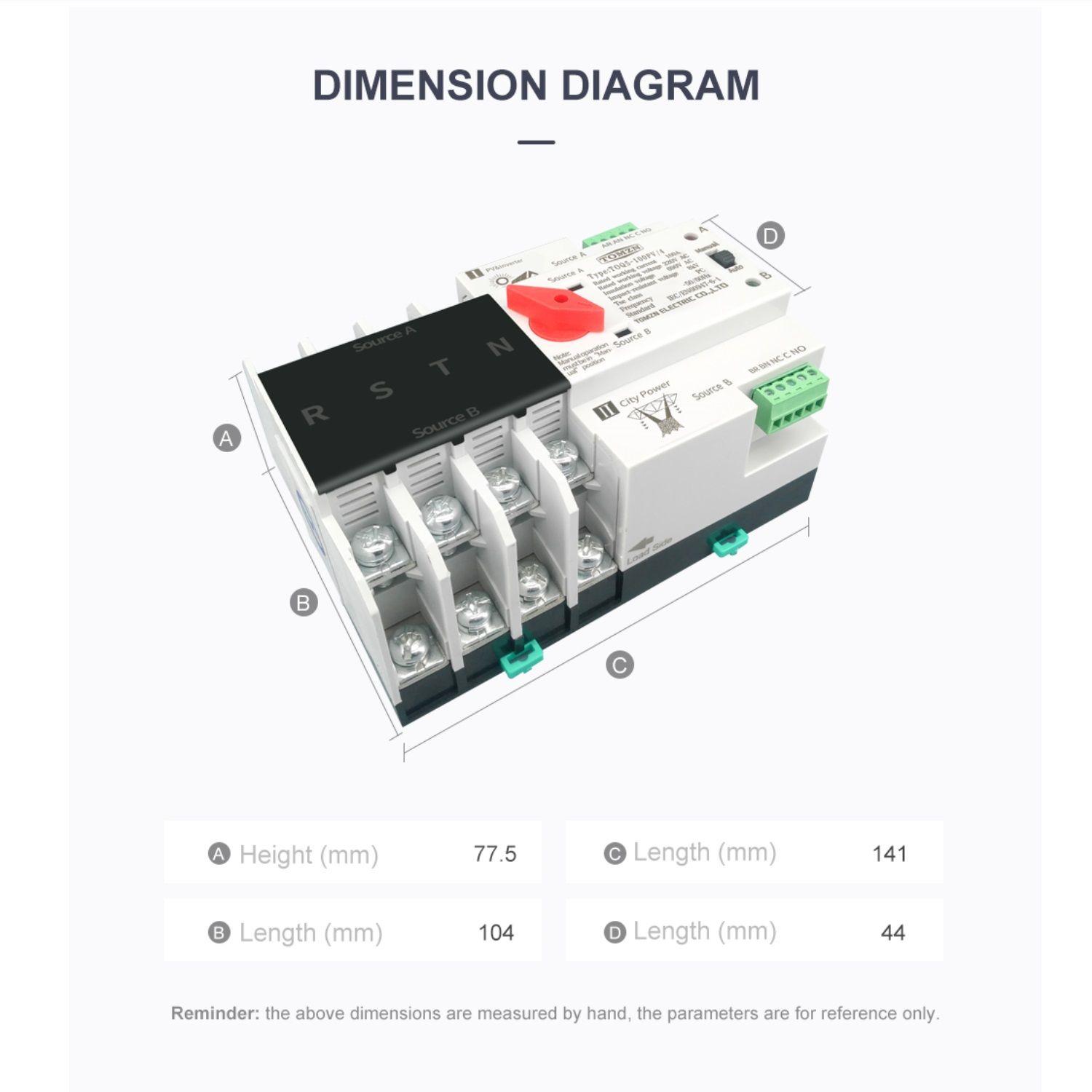 Switch Ats Transf. Autom Trif 100a 4p Riel Din Solar Red-2