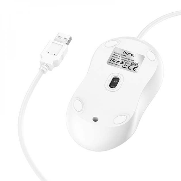 Mouse HOCO con cable USB de 1,5 m blanco-3