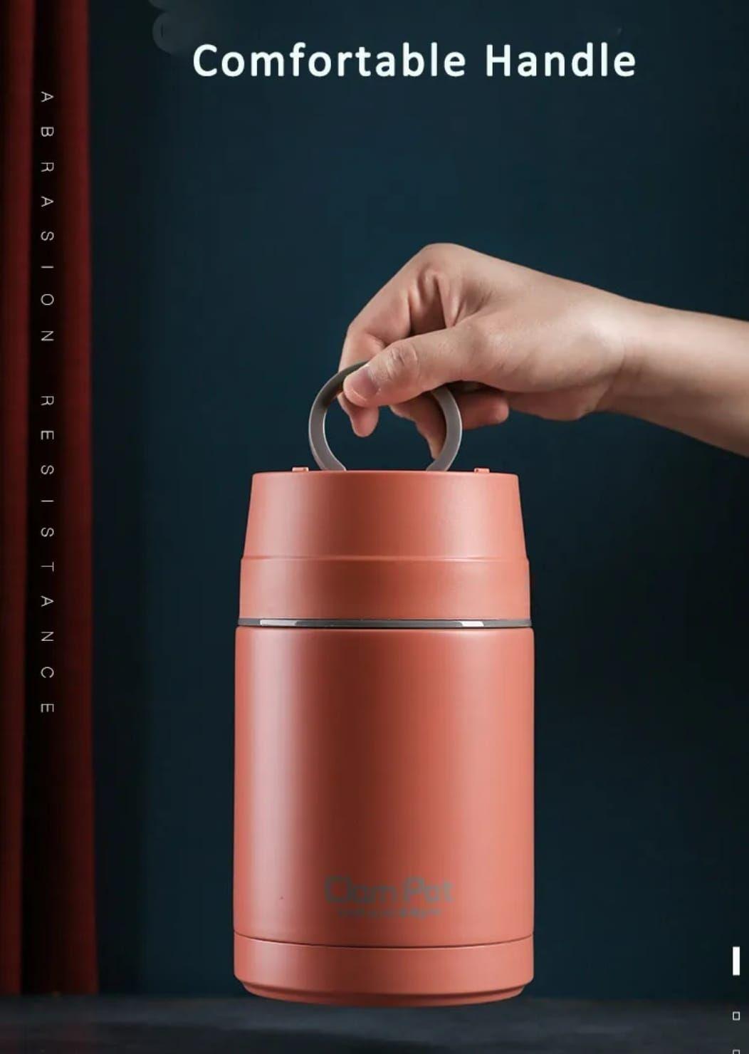 Termo de acero inoxidable para alimentos con cuchara 800ML Blanco-5