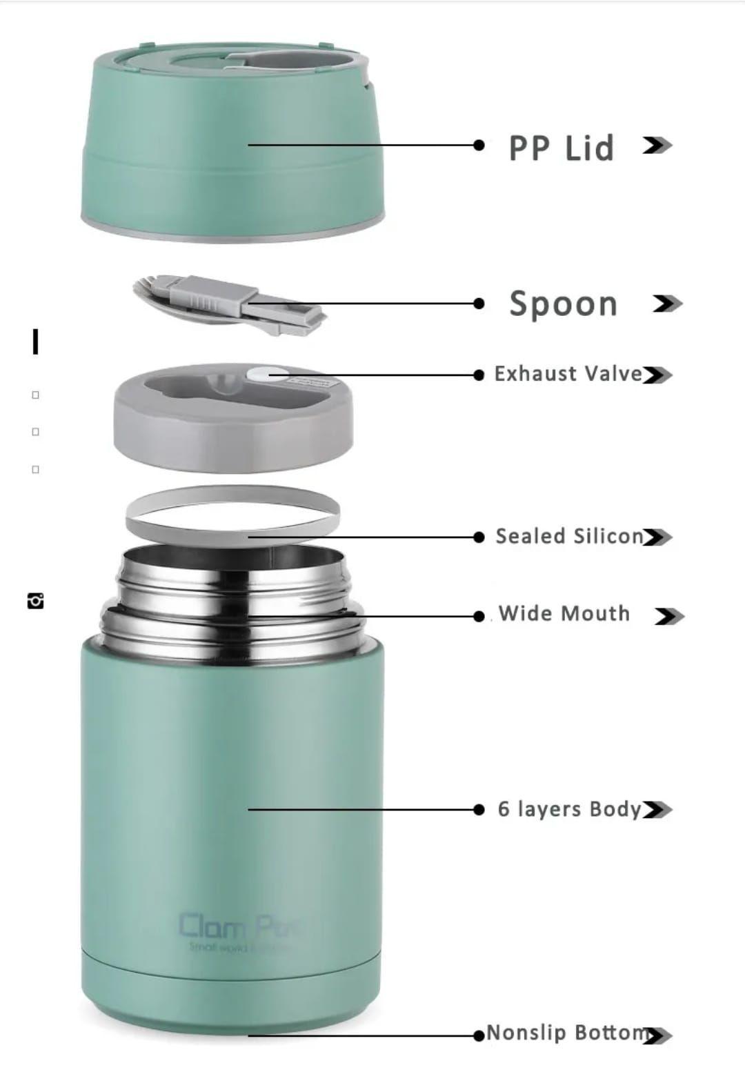 Termo de acero inoxidable para alimentos con cuchara 800ML-4