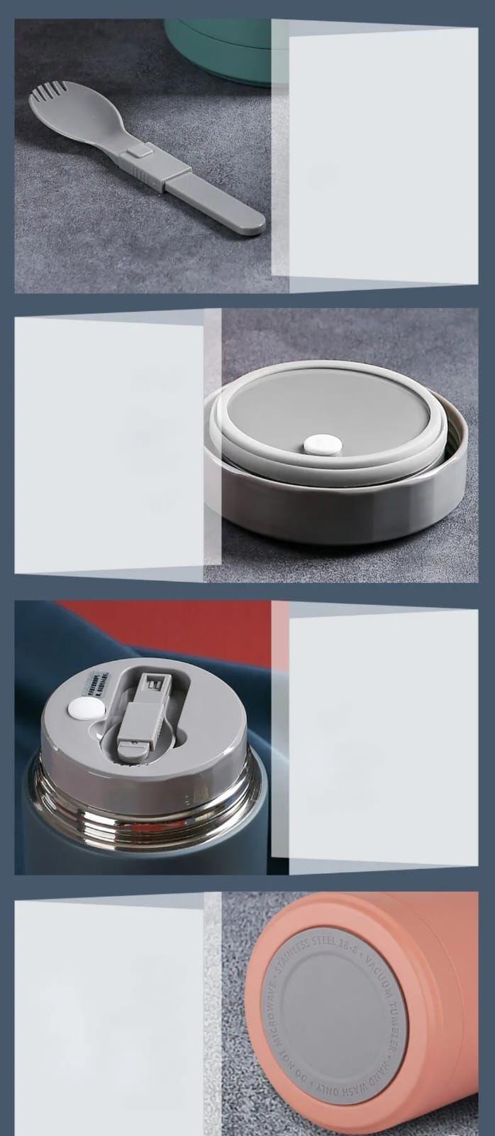 Termo de acero inoxidable para alimentos con cuchara 800ML-5