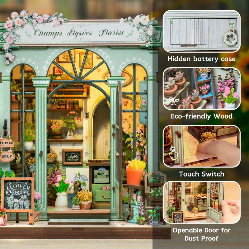 Puzzle Dollhouse Book Nook 3D Elysee Florist-3