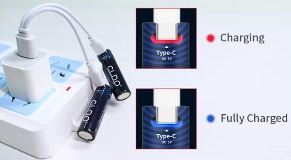 Pilas recargables Zinc Niquel AA 1 6v Puerto Type C USB-5
