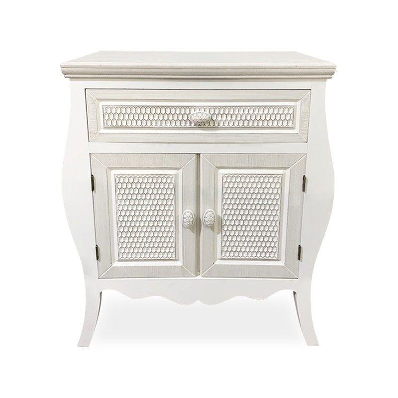 Velador/ Mueble curvo con diseño tallado-0