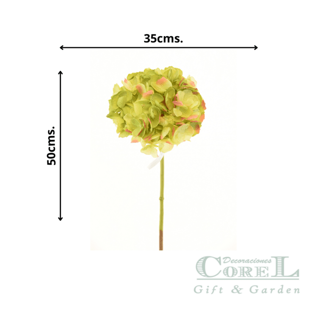 Hortensia Verde Oscuro 50cm Artificial | Estilo Natural para Interiores y Vitrinas-3
