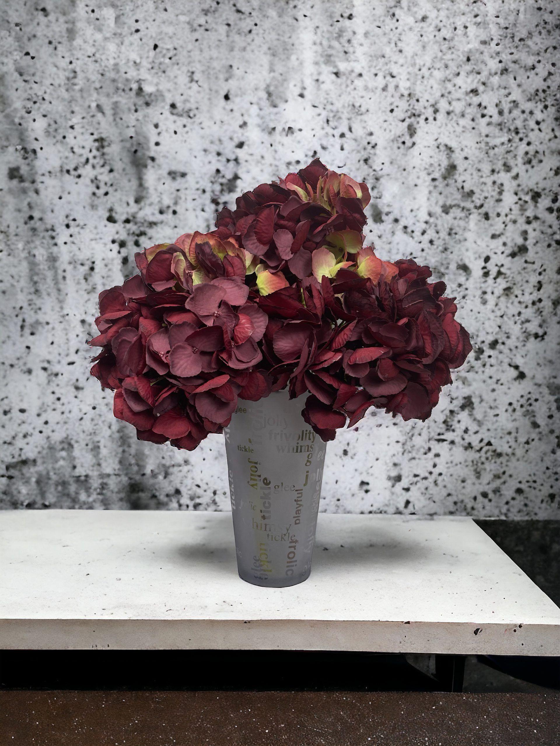 Flor Decorativa Corel Hortensia Roja 52cm-2