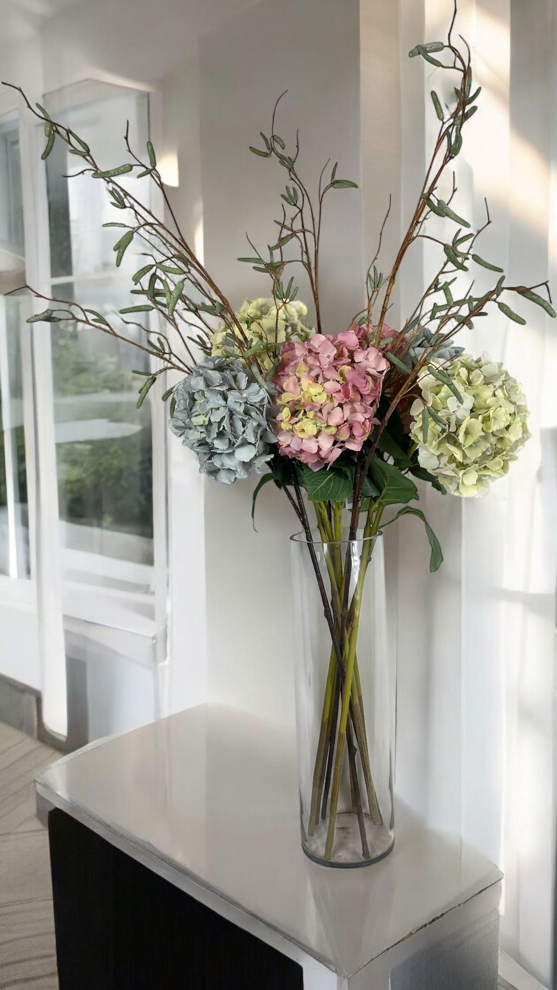Hortensia Blanca Celeste Con Hojas 82cm-3