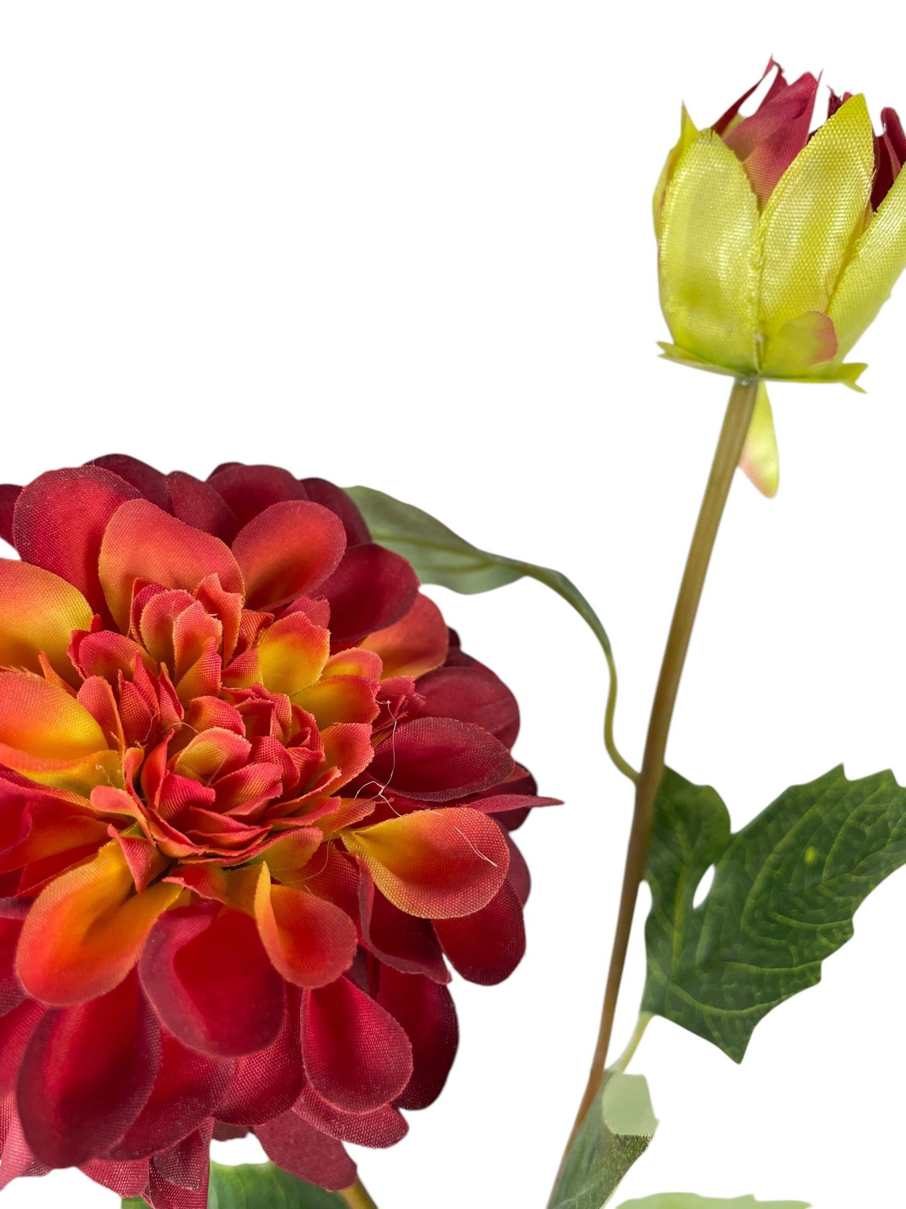 Dahlia Roja de 68 cm Artificial | Estilo Natural para Interiores y Vitrinas-2