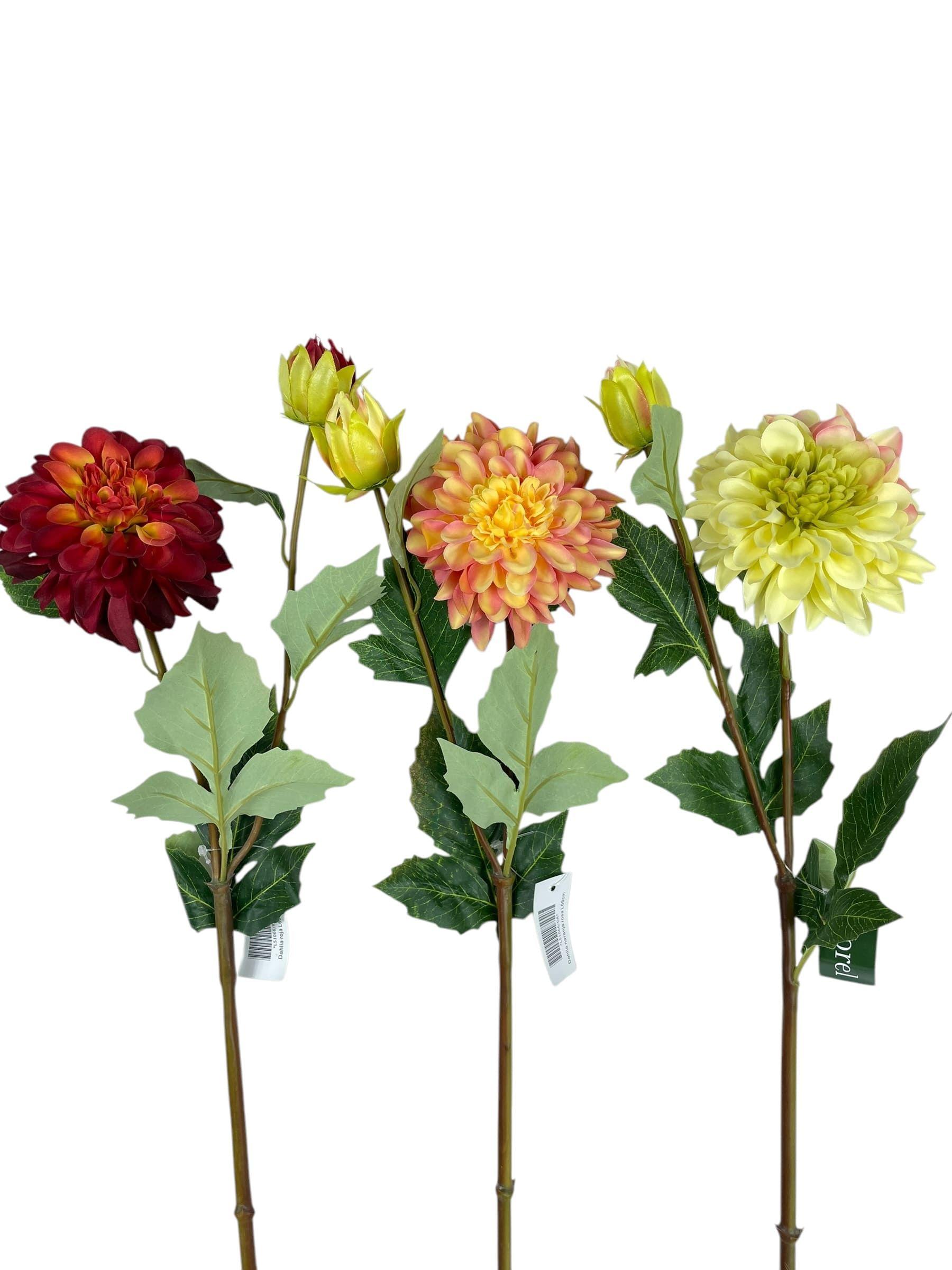 Dahlia Roja de 68 cm Artificial | Estilo Natural para Interiores y Vitrinas-4