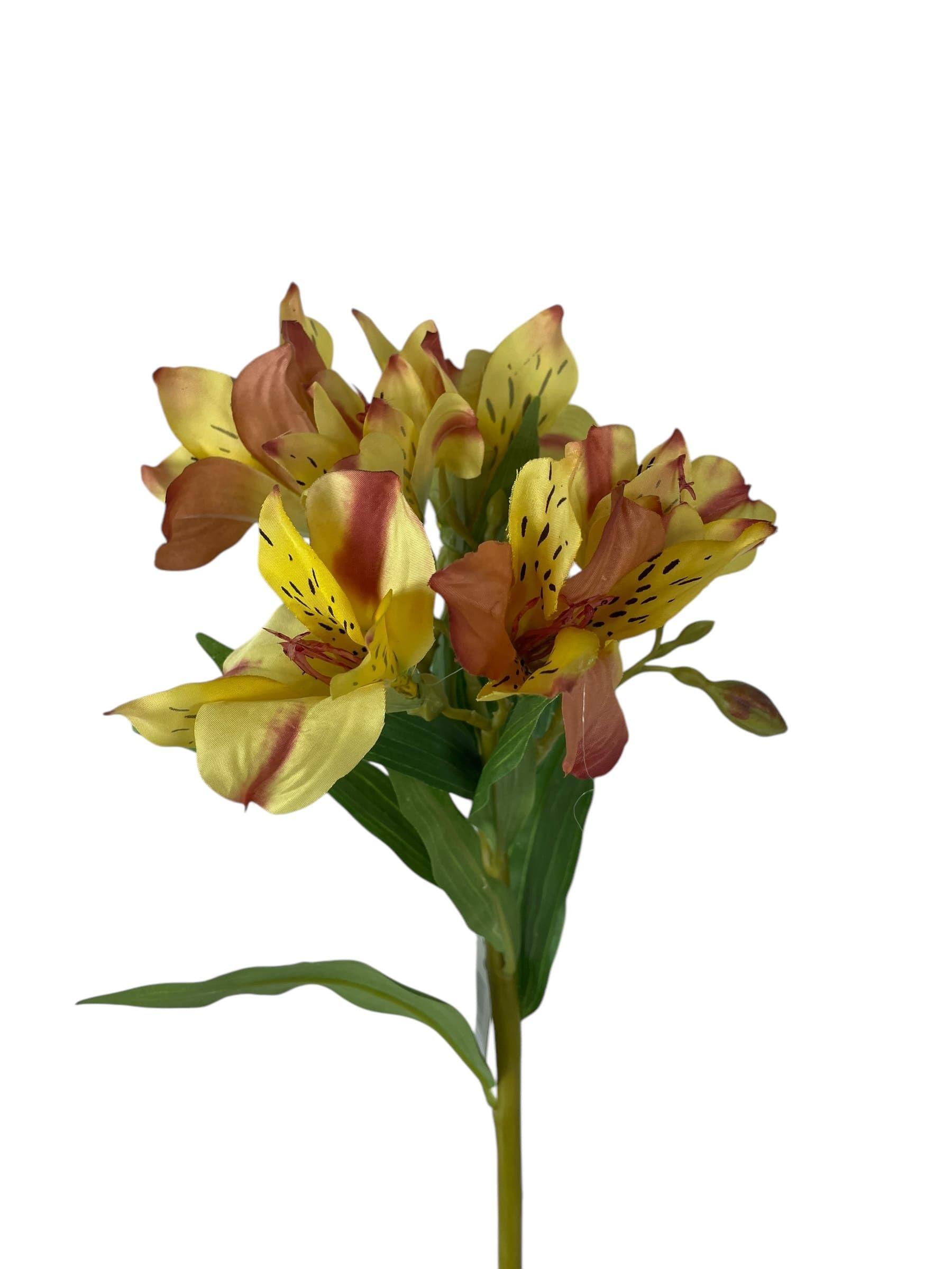 Astromelia Amarilla Rosa de 63 cm Artificial | Estilo Natural para Interiores y Vitrinas-2