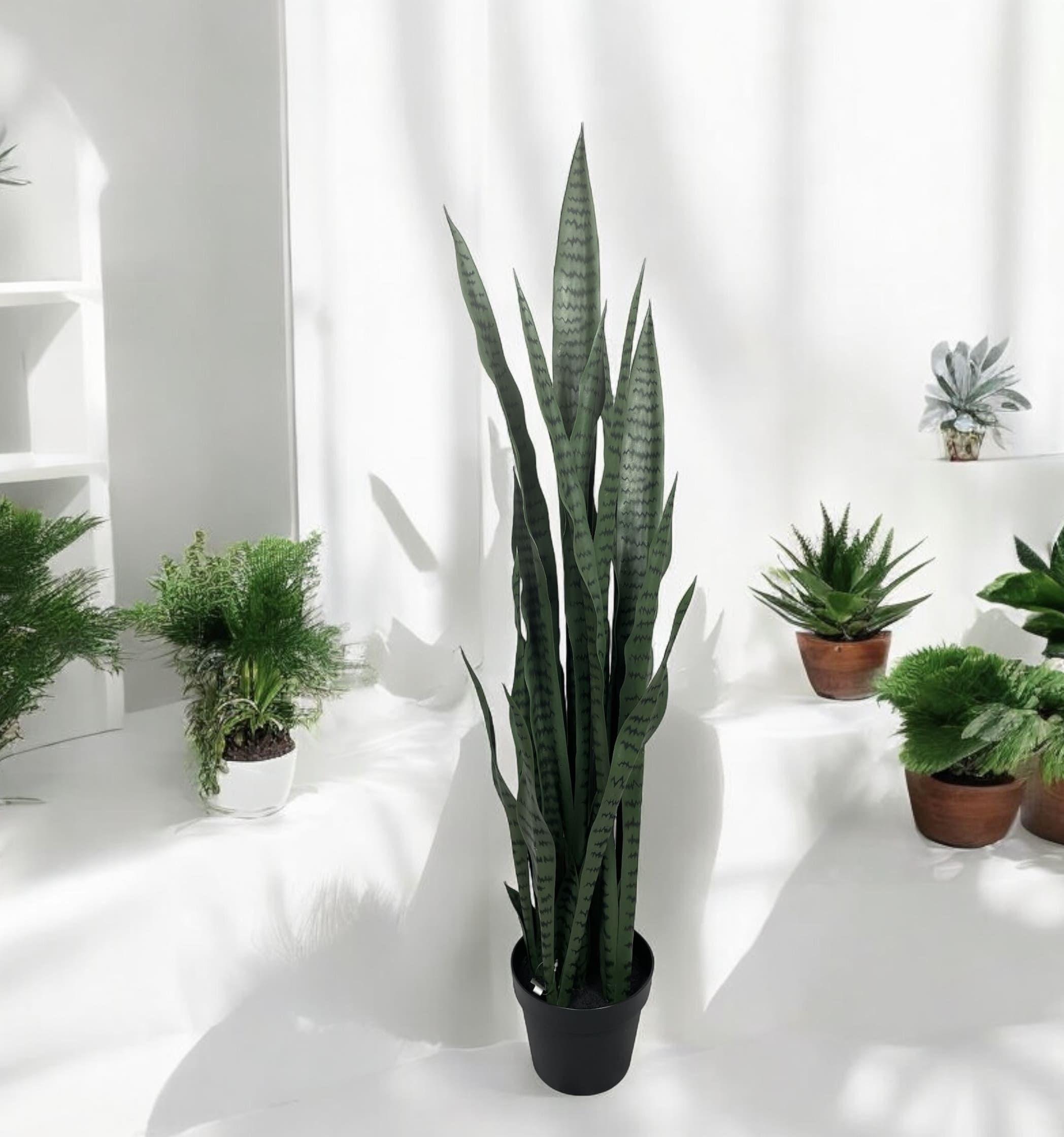 Sanseviera Verde de 112cm Artificial | Estilo Natural para Interiores y Vitrinas-3