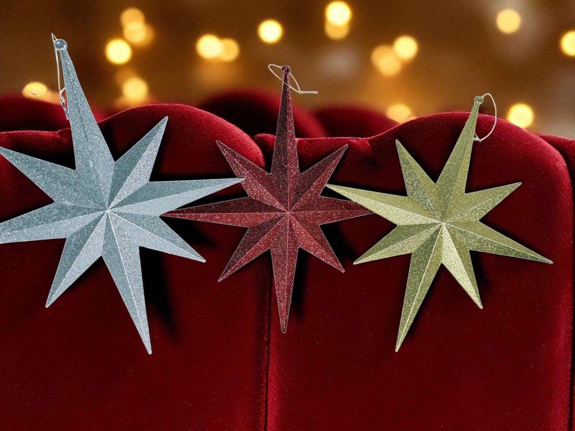 Estrella Decorativa 8 Puntas Plateada 47cm Acabado Metalizado Premium Hogar-2