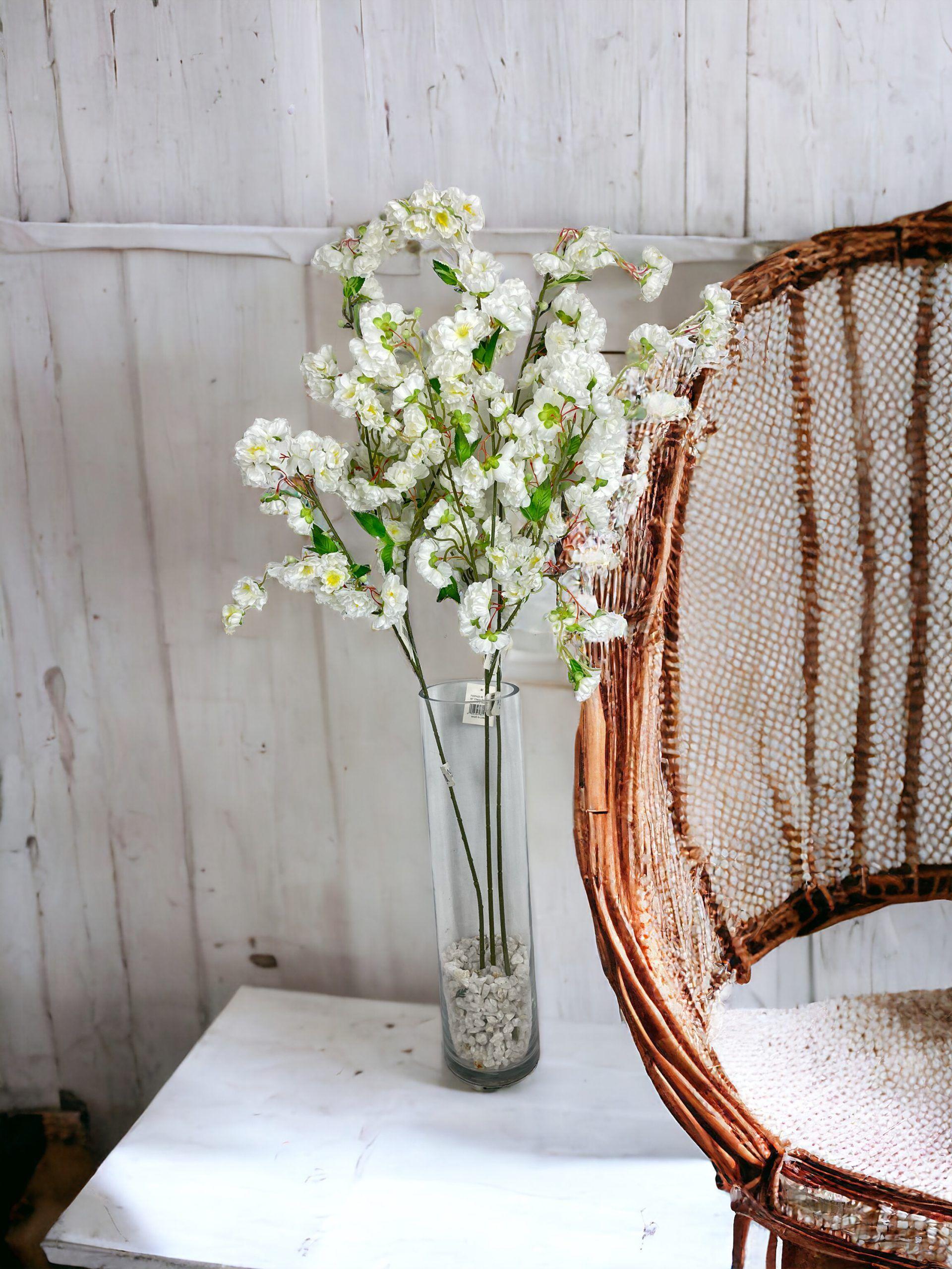 Flor Decorativa Rama Cerezo Blanco 90cm -3