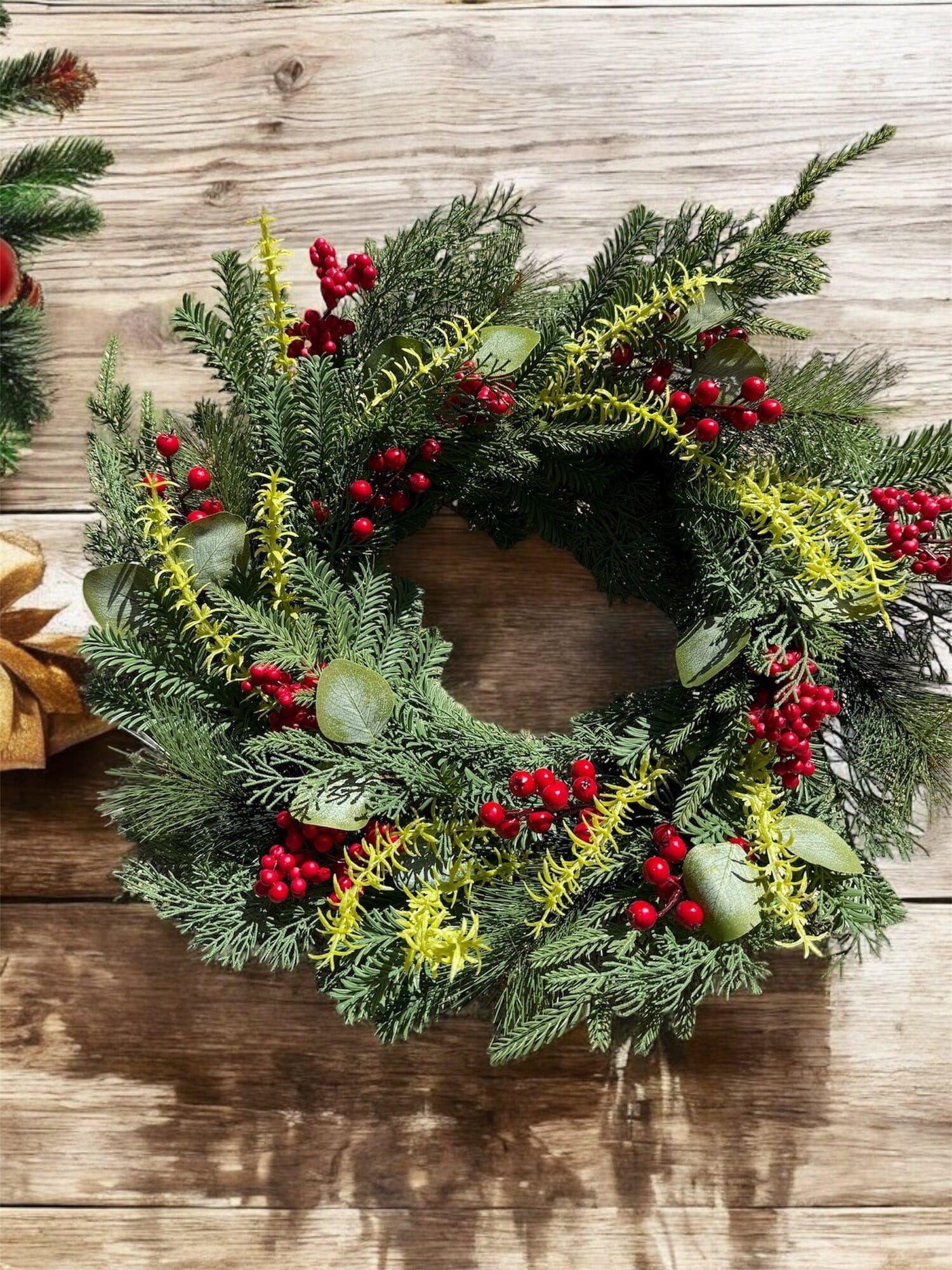 Corona Navideña de Pino Verde 50 cm – Diseño Clásico Premium-2