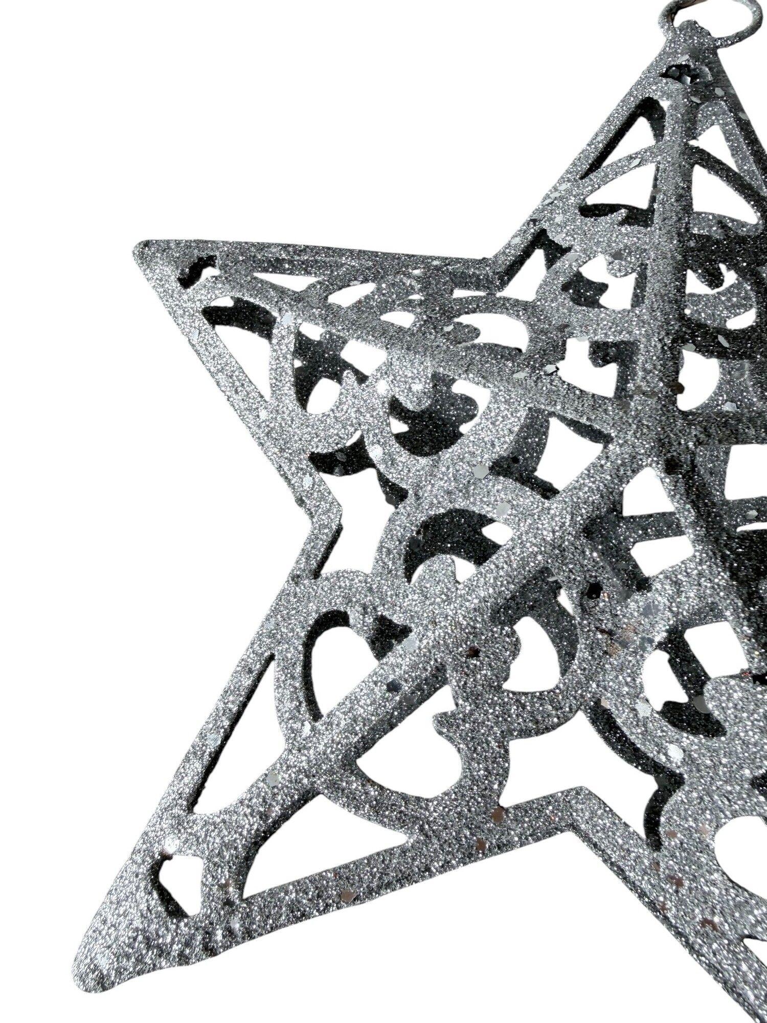 Estrella Navideña con Glitter 20 cm plateada-2
