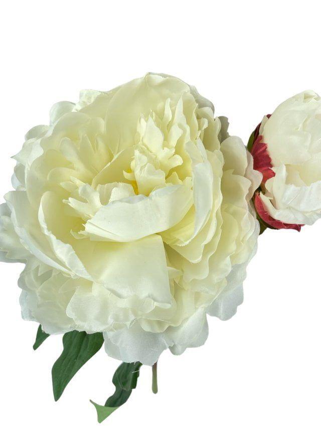 Peonía Blanca Con Botón 54cm Artificial | Estilo Natural para Interiores y Vitrinas-2