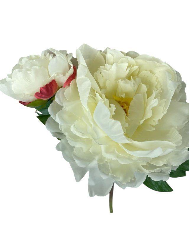 Peonía Blanca Con Botón 54cm Artificial | Estilo Natural para Interiores y Vitrinas-4
