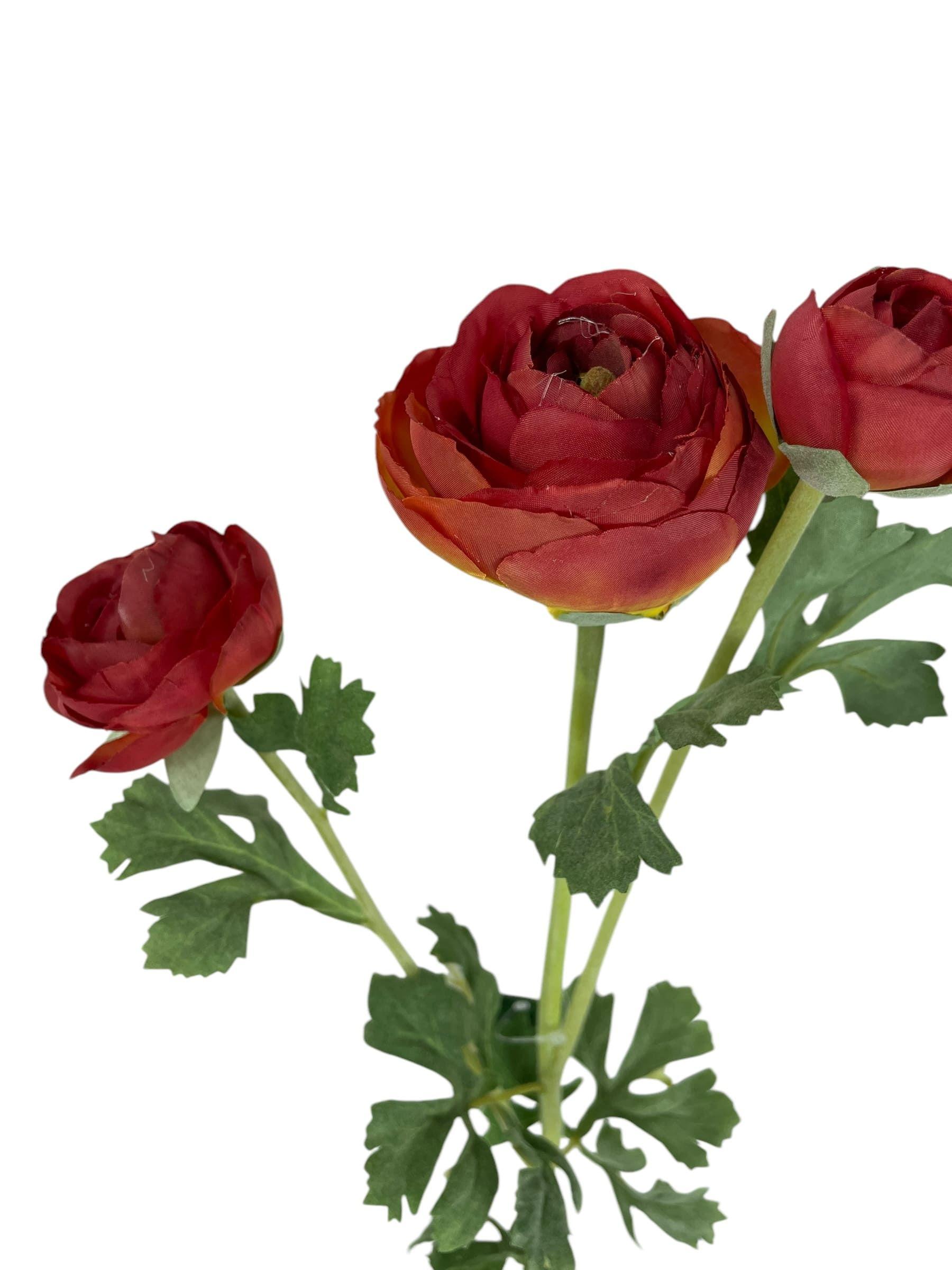 Renúnculo Rojo 73cm Artificial | Estilo Natural para Interiores y Vitrinas-2