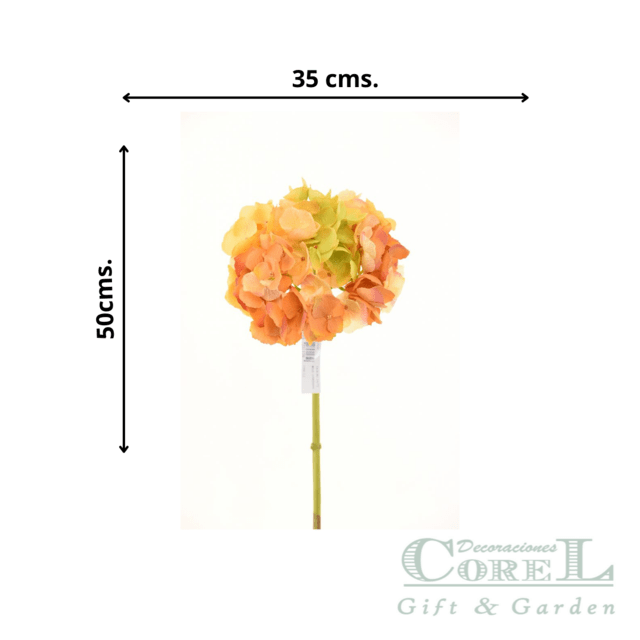 Hortensia Naranja Clara 50cm Artificial | Estilo Natural para Interiores y Vitrinas-2