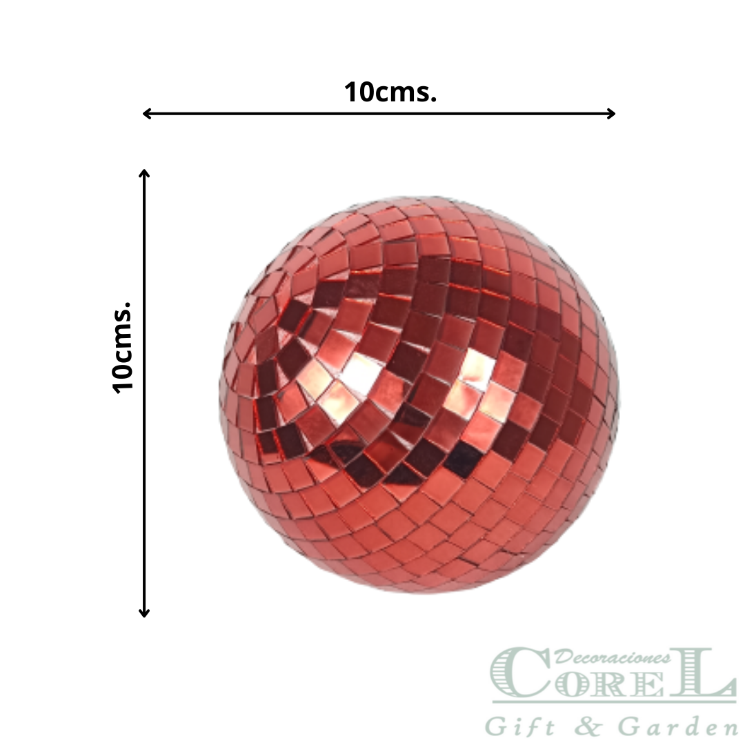 Bola De Espejo Navideña  Roja 10cm-2