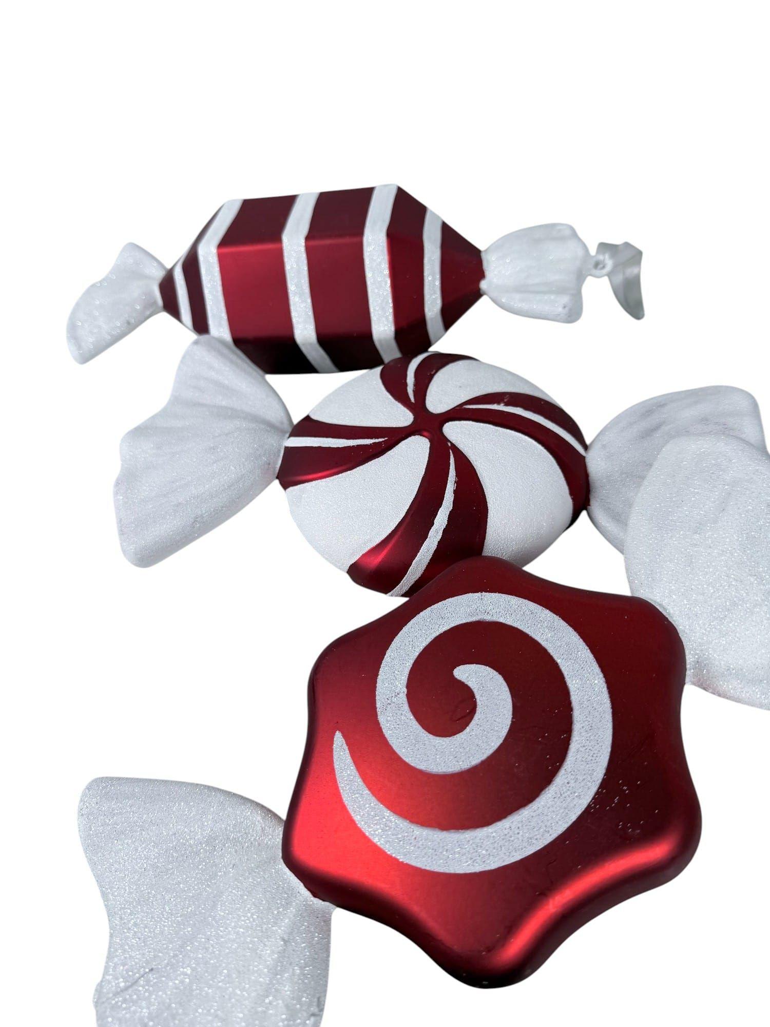 Candy Redondo Blanco Rojo 35cm Adorno Premium Decoración Navideña-3