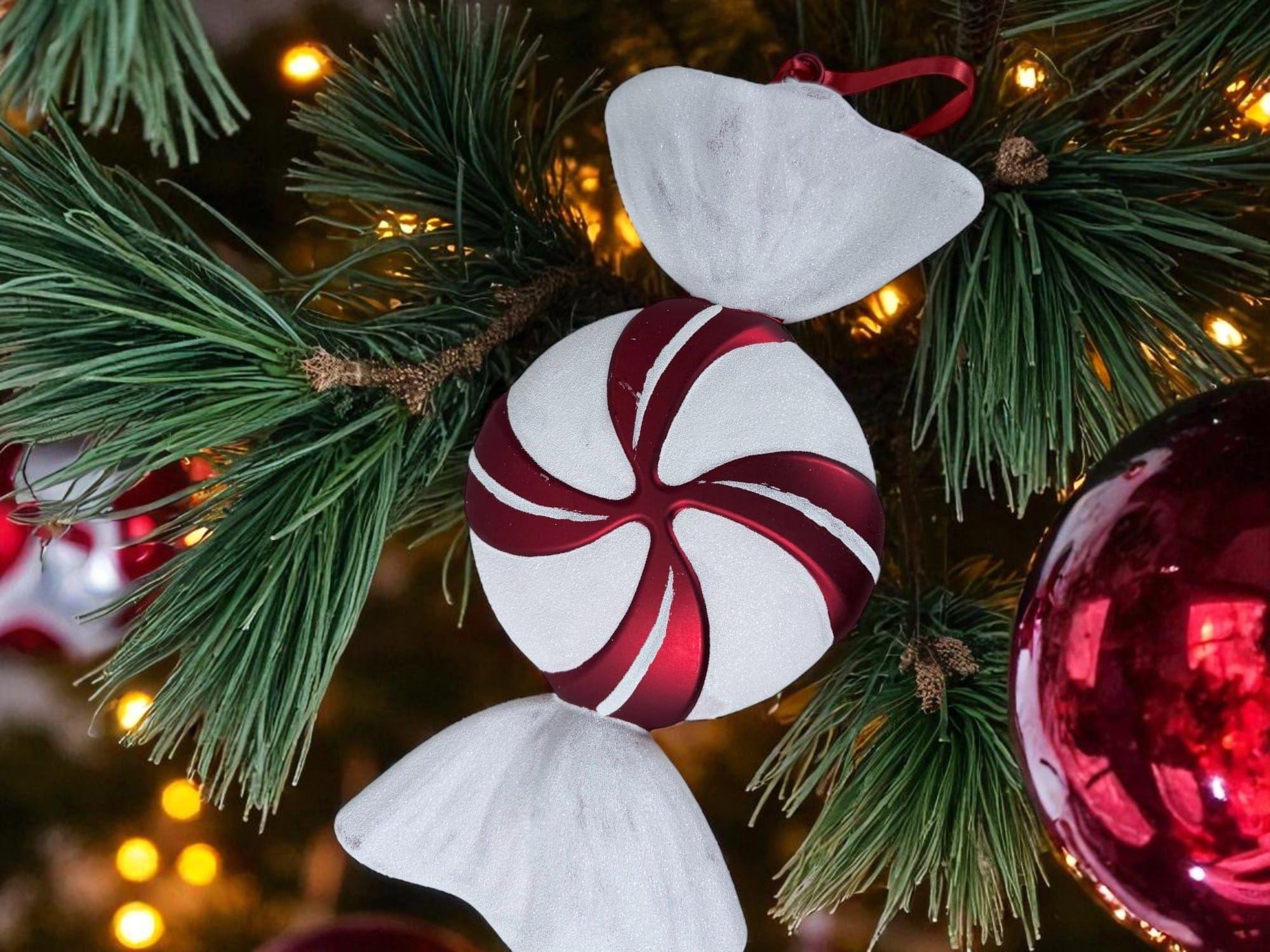 Candy Redondo Blanco Rojo 35cm Adorno Premium Decoración Navideña-4