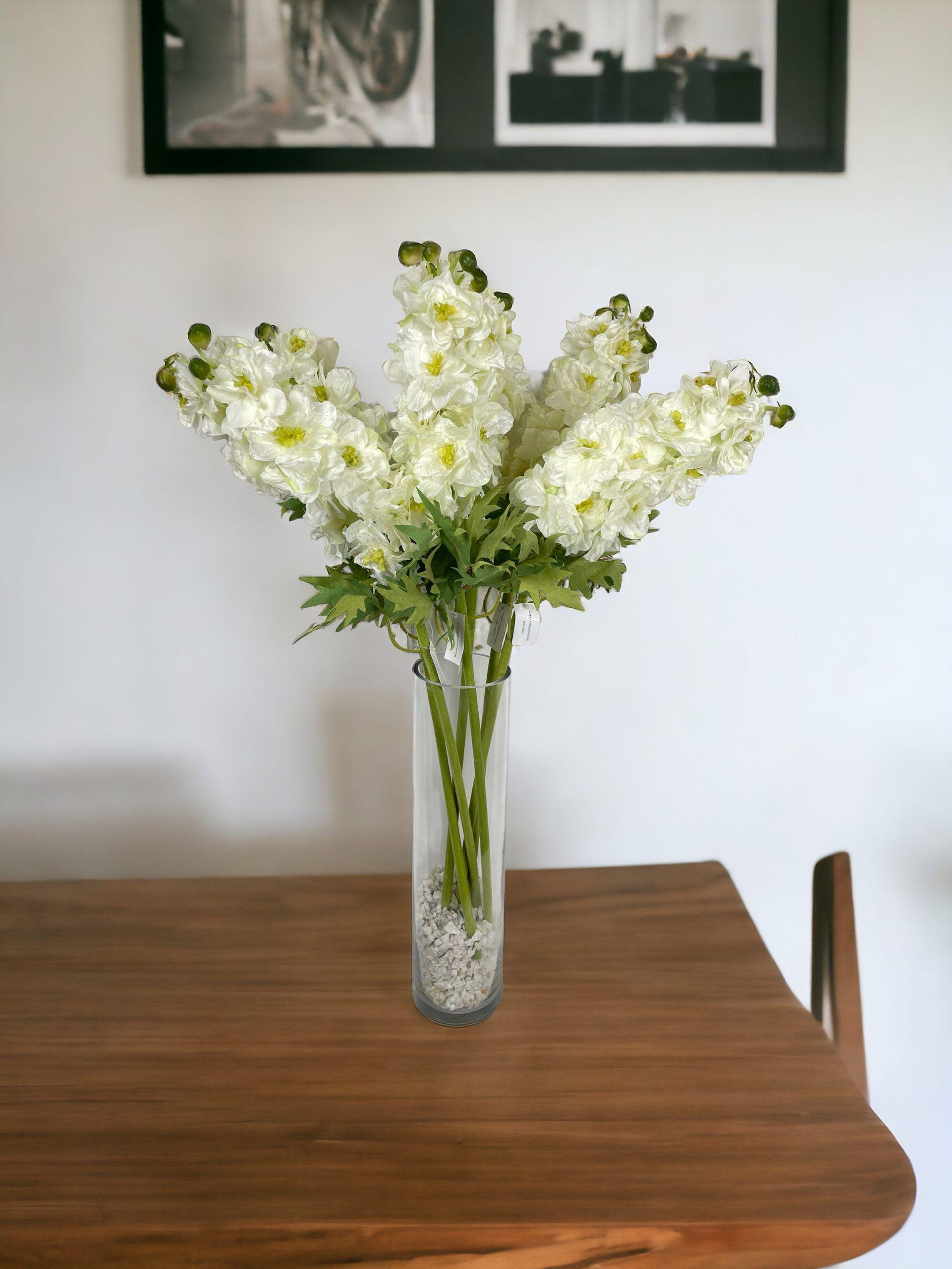 FLOR DECORATIVA COREL DELPHINIUM BLANCO 94CM-2