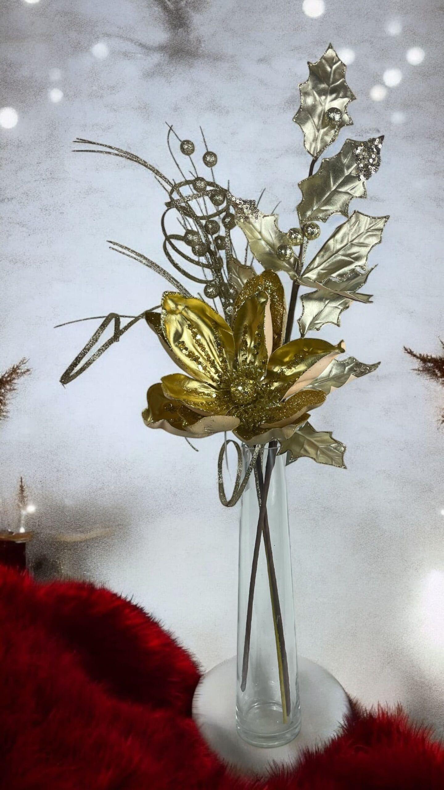 Magnolia dorada 23 cm Artificial | Estilo Natural para Interiores y Vitrinas-3