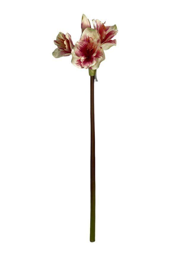 Amaryllis Rosa/Blanca 68cm Artificial | Estilo Natural para Interiores y Vitrinas-3