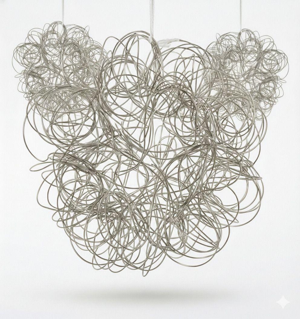 Esfera de Alambre Navideña Plateada 25cm Diseño Geométrico Premium Hogar-2