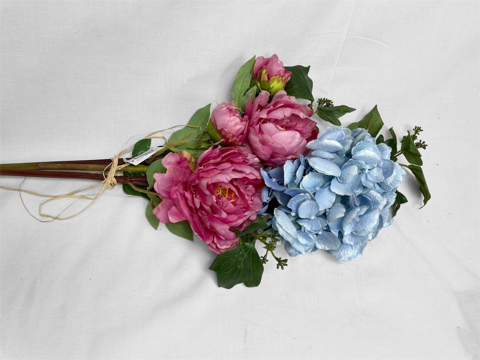 Arreglo con Hortensia Azul/Rosa Artificial | Estilo Natural para Interiores y Vitrinas-2