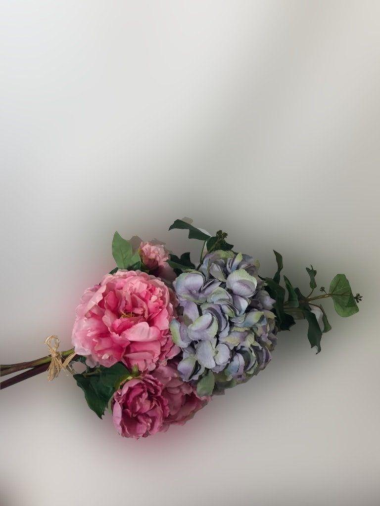 Arreglo con Hortensia Azul/Rosa Artificial | Estilo Natural para Interiores y Vitrinas-3