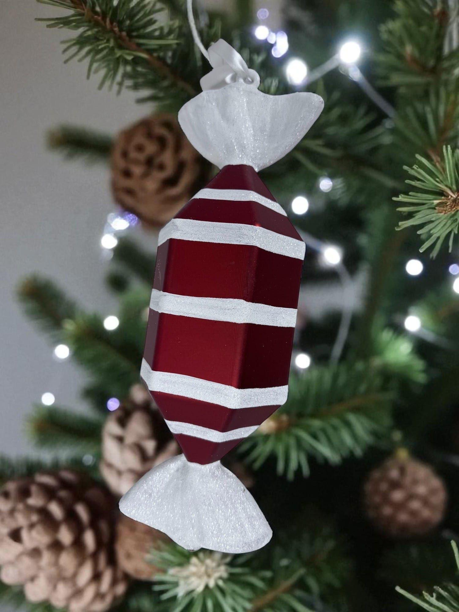 Candy Rectangular Rojo Blanco 35cm Estilo Premium Navidad Hogar-4