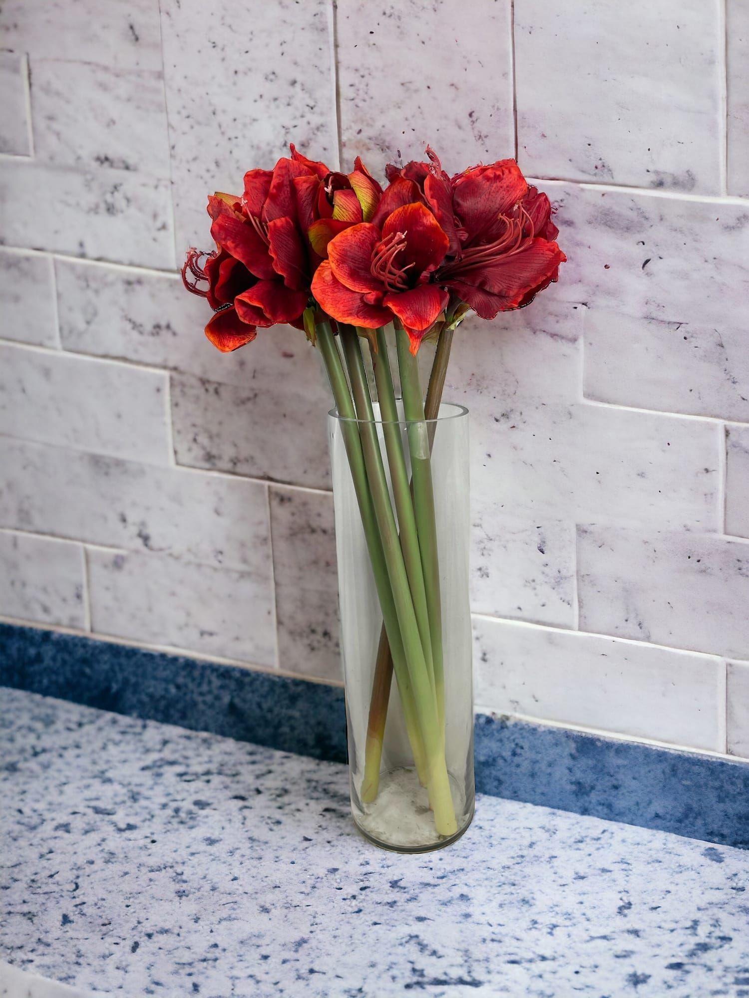 Amaryllis Roja 68cm Artificial | Estilo Natural para Interiores y Vitrinas-3