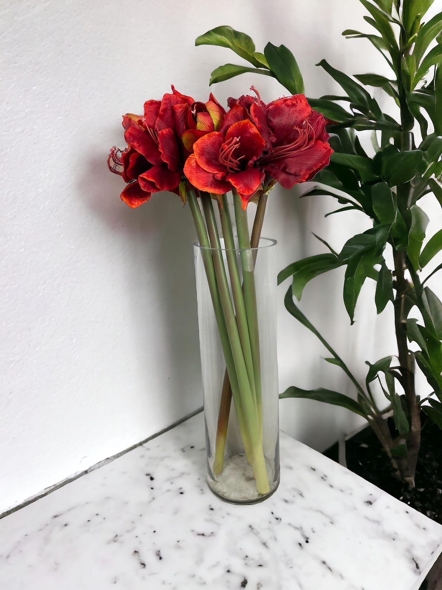 Amaryllis Roja 68cm Artificial | Estilo Natural para Interiores y Vitrinas-4