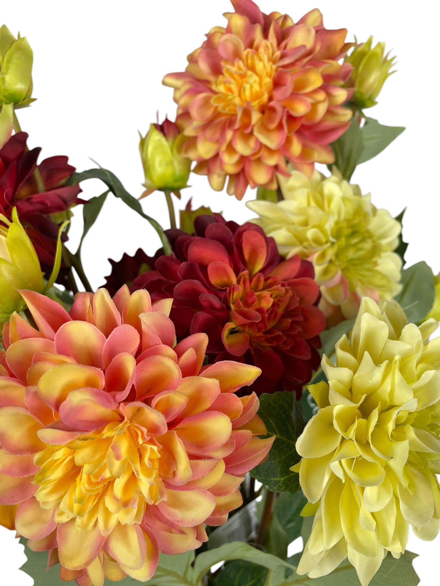 Dahlia Naranja Rosa de 68 cm Artificial | Estilo Natural para Interiores y Vitrinas-4