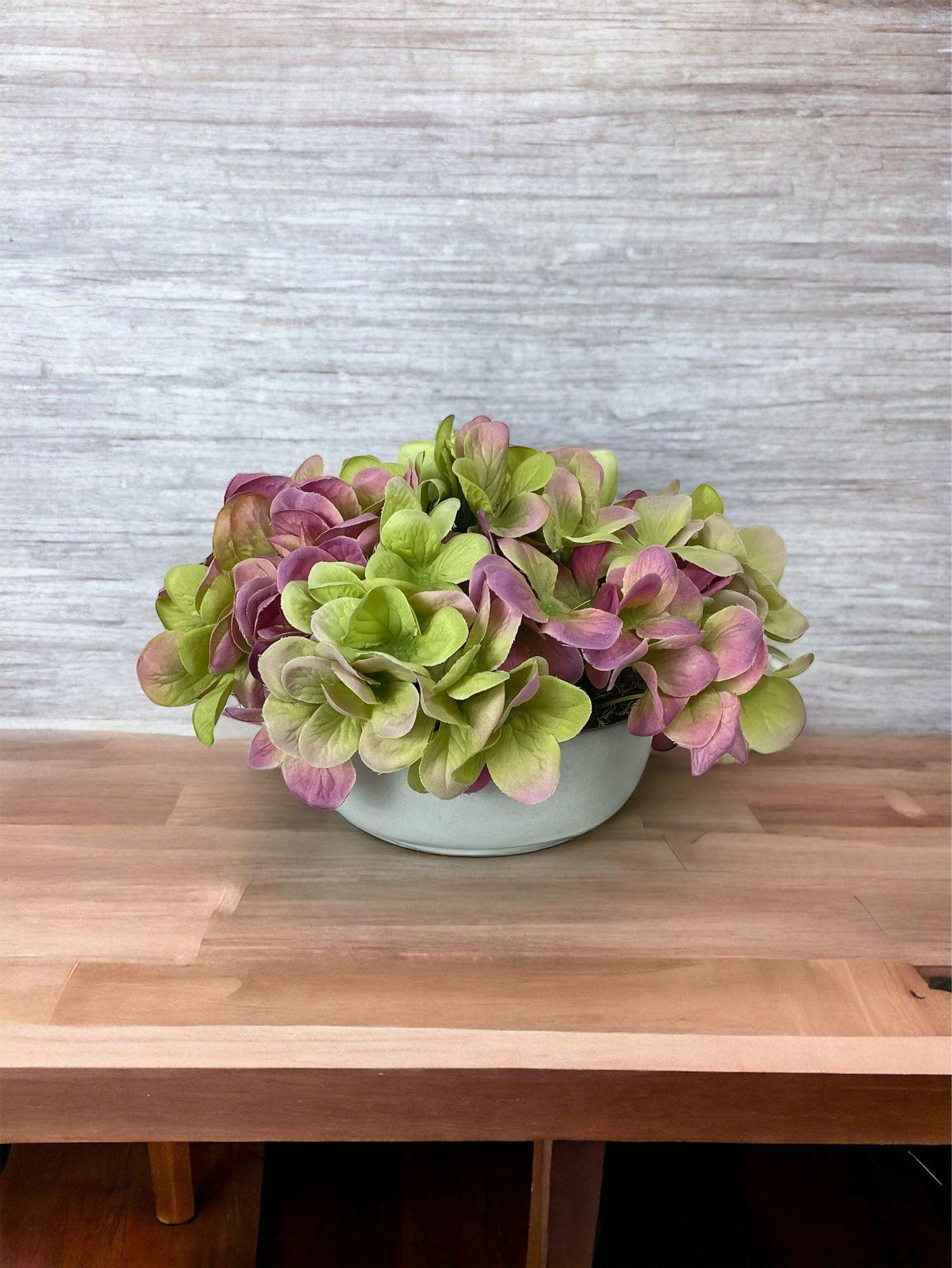 Flor Decorativa Hortensia Verde 45cm-2