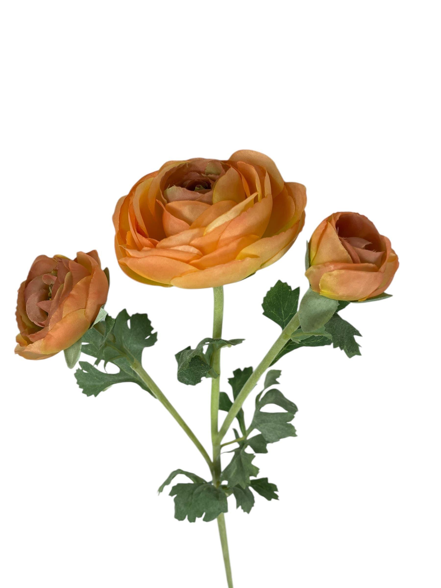 Renúnculo Naranjo Claro 73cm Artificial | Estilo Natural para Interiores y Vitrinas-2