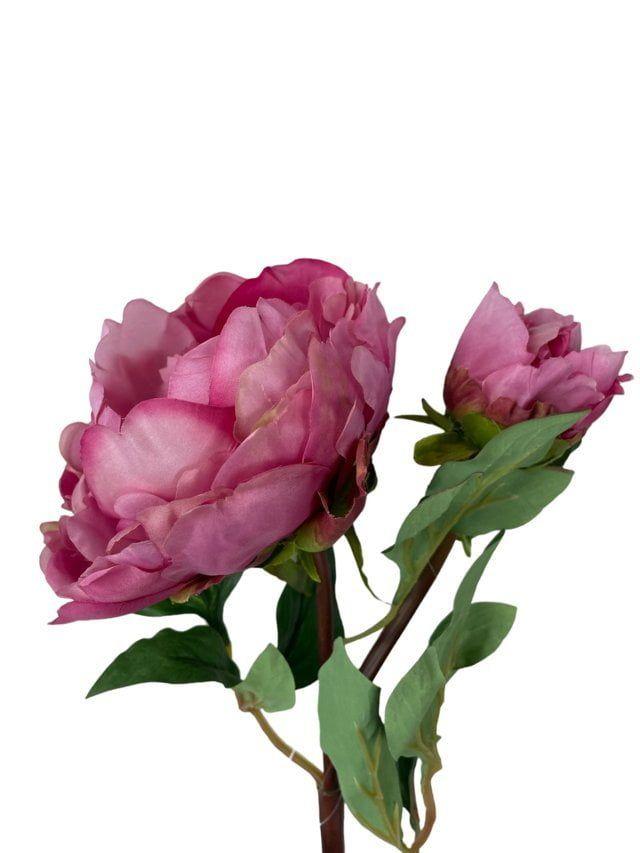 Peonía Rosa Oscuro Con Botón 54cm Artificial | Estilo Natural para Interiores y Vitrinas-2